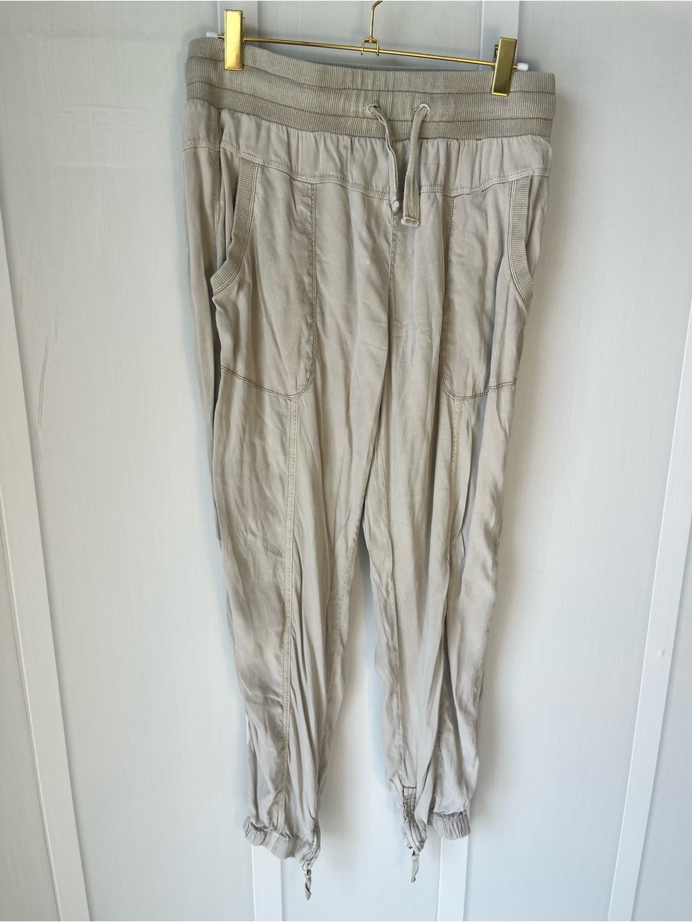 Light Beige Women's Drawstring Jogger Pants